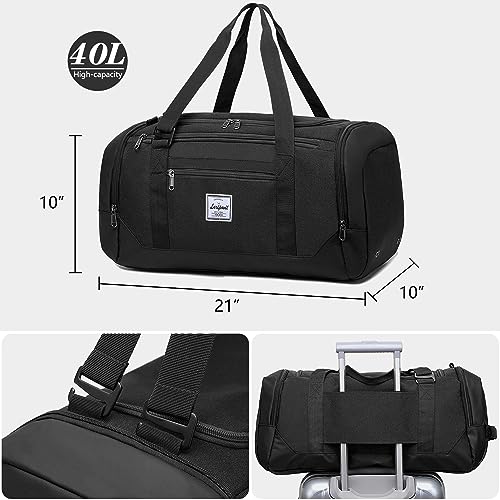 Image of Laripwit Gym Bags for Men, 40L Medium Sports Travel Duffel Bag with Shoe Compartment & Wet Pocket Lightweight Gym Duffle Bag Backpack Multipurpose Weekender Overnight Backpack for Women, Black