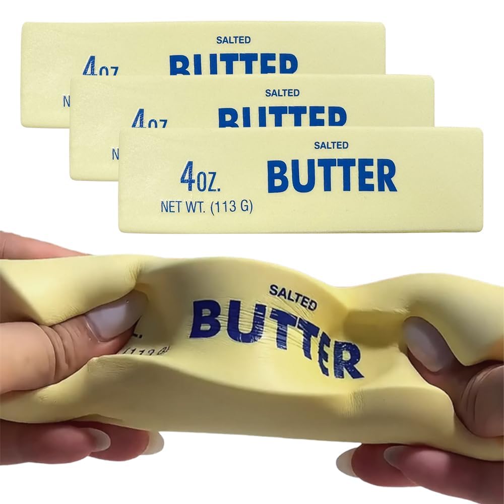 New Squeeze Ball Realistic Butter Stick Soft Squeeze Toys, Upgrade Stress Relief Fidget Toys Wet Slow Rebound Stress Relief Toy，Slow Rebound Cute Butter Squeeze Stress Balls (Beige) — view 8