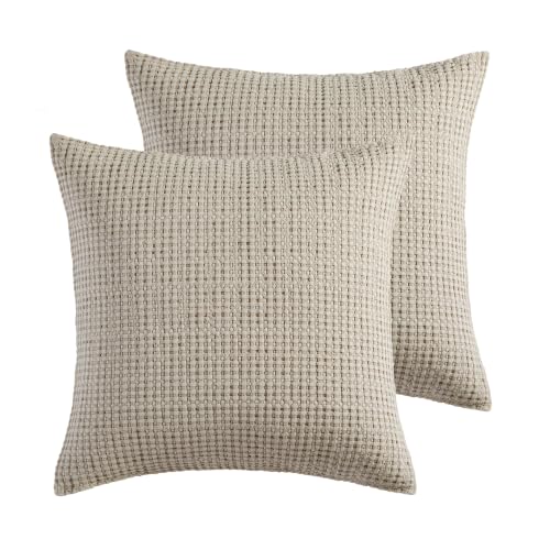 Levtex Home - Mills Waffle - Euro Sham (Set of Two) - Wheat - Sham Size (26x26in.), No Insert