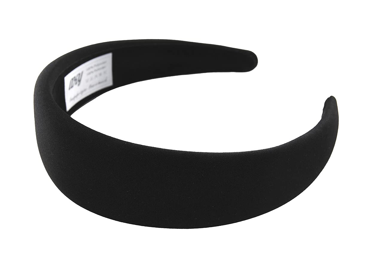 axy Wide Headband with Fabric Padded Candy Colours - Beautiful Women's Headband Hair Accessories Headband HRK2A (Black) - Image 3