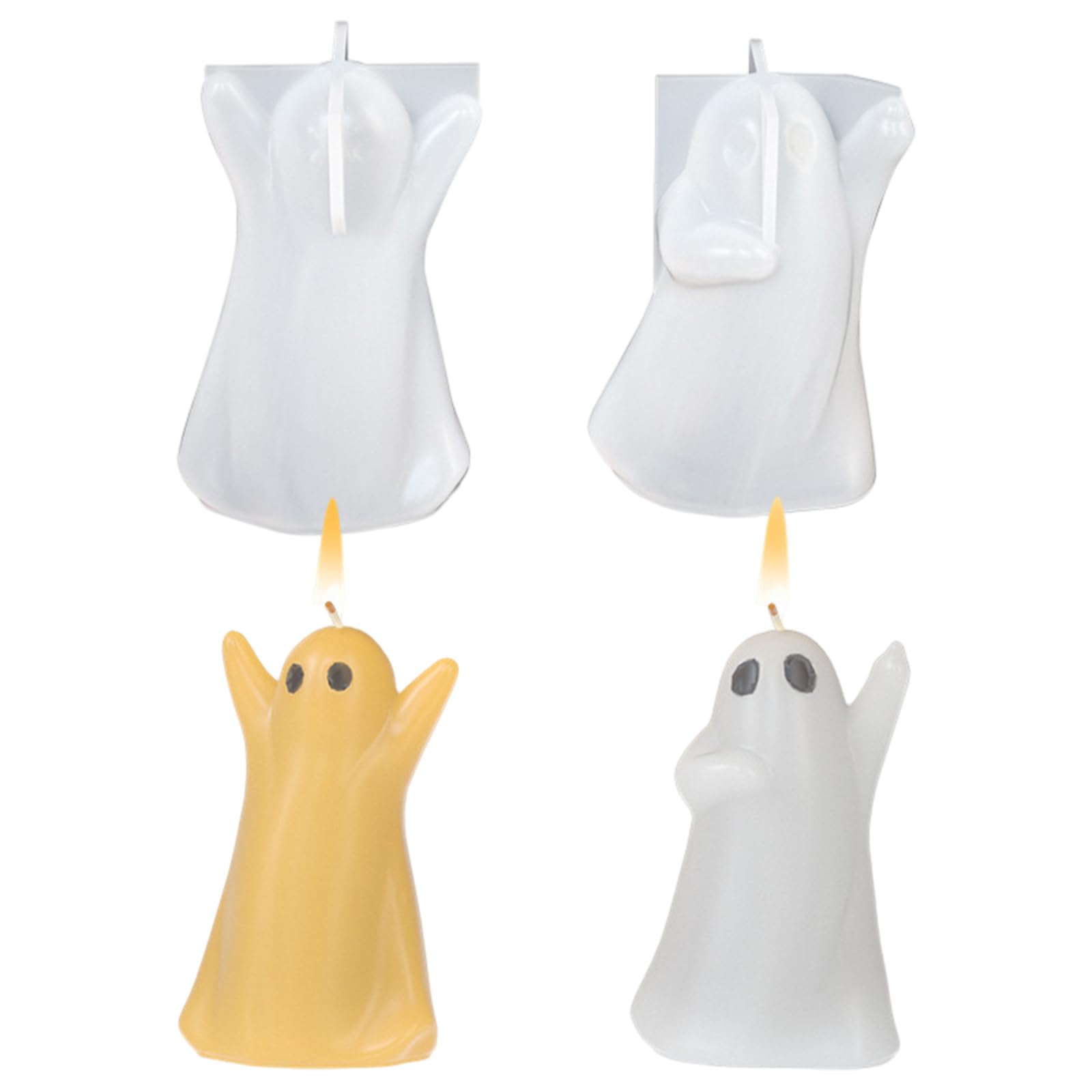 Pesoncarl Ghost Silicone Mold, 2Pcs Cute Candle Molds Flexible Non-Stick Spooky Halloween Decorations for DIY Craft, Creepy