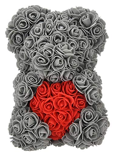 Yiwuhongyuz Rose Bear -Over 250+ Flowers Rose Teddy Bear -Valentines Day Gifts For Girlfriend Women, Flower Bear Gifts For Mothers Day For Mom, Anniversary Birthday Gifts - Rose Bear With Box (Grey) #TOP1