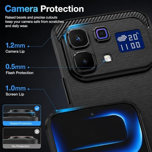 Image of Carbon Fiber Armor Back Cover for Infinix Note 60 Pro 5G | Note 60 Pro 5G | Hybrid Shockproof Rugged Protection | Matte Finish Soft Flexible TPU Case (Black)