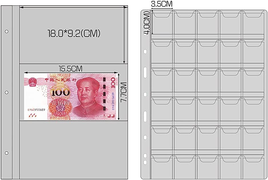 Leather 150 Pockets Coin Collecting Holder Album, 240 Pockets Paper Money Penny Currency Collection Holder - Image 3