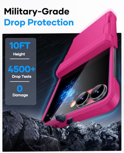 Image of ASAFCASE for Galaxy Flip 7 Case Wallet with Privacy Screen, Hot Pink | Card Holder (2-3 Cards), Hinge Protection, Military Drop Protection, Heavy Duty Protective Phone Cover for Samsung ZFlip 7