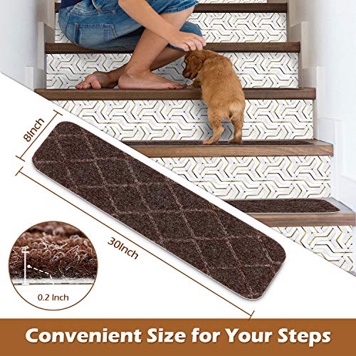 Seloom Stair Treads Carpet Non-Slip with Non Skid Rubber Backing Specialized for Indoor Wooden Steps, Removable Washable Step Runners Perfect for Dogs,Elders and Kids
