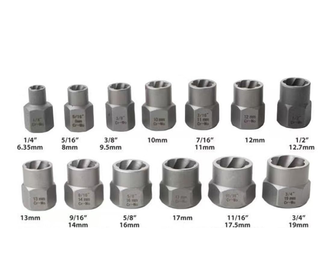 14-Piece Extractor Socket Set - Broken Bolt & Nut Remover With Hex Driver