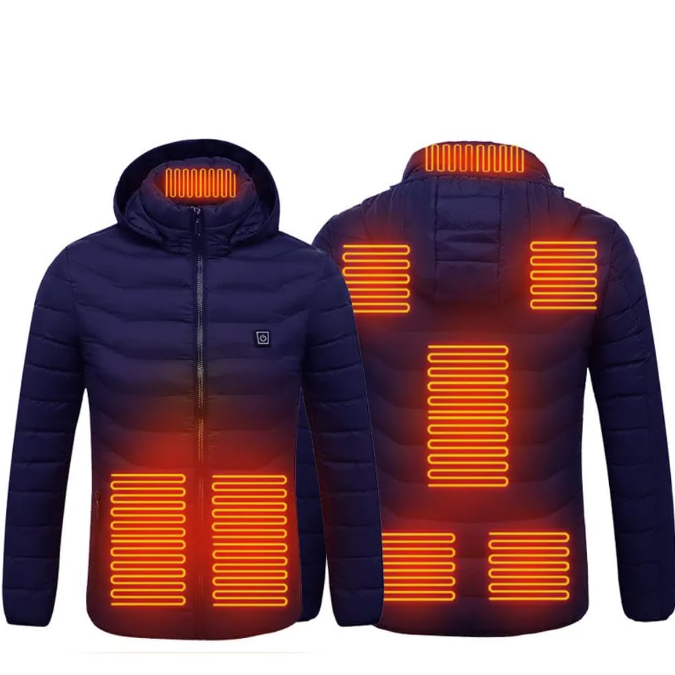 5th Gen 9 Zone Heated Down Jacket | 3 Heat Settings 102F 119F 140F | Waterproof, Windproof, Machine Washable