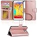 Arae Wallet Case Compatible for Samsung Galaxy Note 3 with Kickstand and Flip Cover - Rose Gold