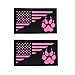 2x3.5 Black Pink Glow in Dark USA Flag with Tracker Paw Tactical Patches Hook-Fastener Backing (2 Pack)