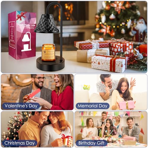 Candle Warmer Lamp with Timer and Dimmer: Electric Candle Light with 2 Bulbs for Home Decor - Perfect Birthday and Christmas Gifts