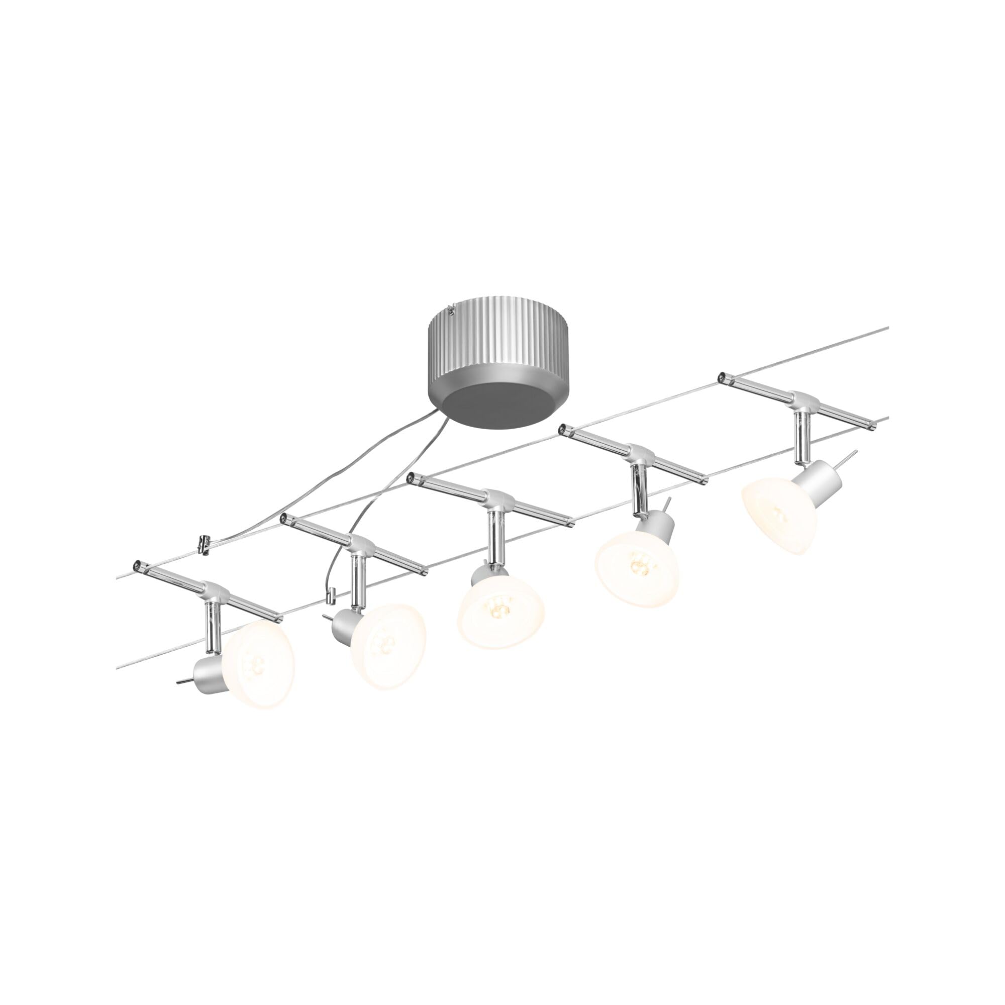 Paulmann 94136 Système de Câbles Sheela Set Extensible 5x10W max, Chrome Mat/Opal Système sans Ampoules