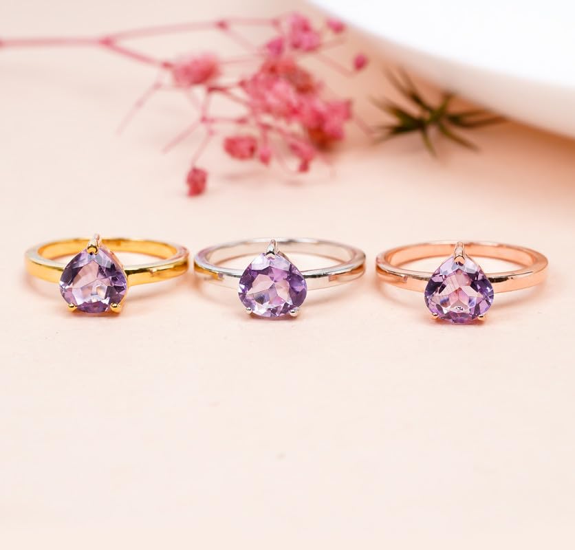 Bague de promesse améthyste rose en argent 925, cadeau d'anniversaire idéal - 2