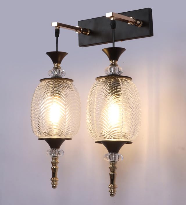 Image of ELAINTE Premium Wall Light | | Elegant Glass Wall Lamp for Living Room & Hallway | 3 Years Warranty | Free Bulb (Lux-Double)