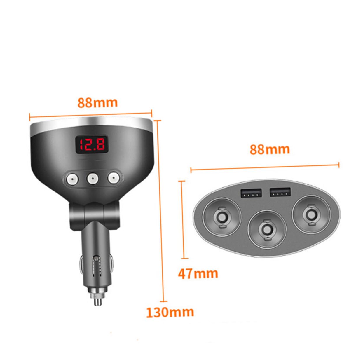 CHILDWEET Adattatore Splitter per Presa Accendisigari Auto da Prese Dc con Doppia Porta USB Alimentatore per Auto con Interruttore Off e Display di Tensione
