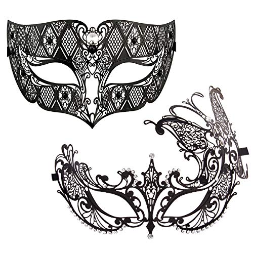Image of Coddsmz Couples Venetian Masquerade Mask Set Luxury Style Princess Party Mask for Couples Women and Men Mardi Gras Masks