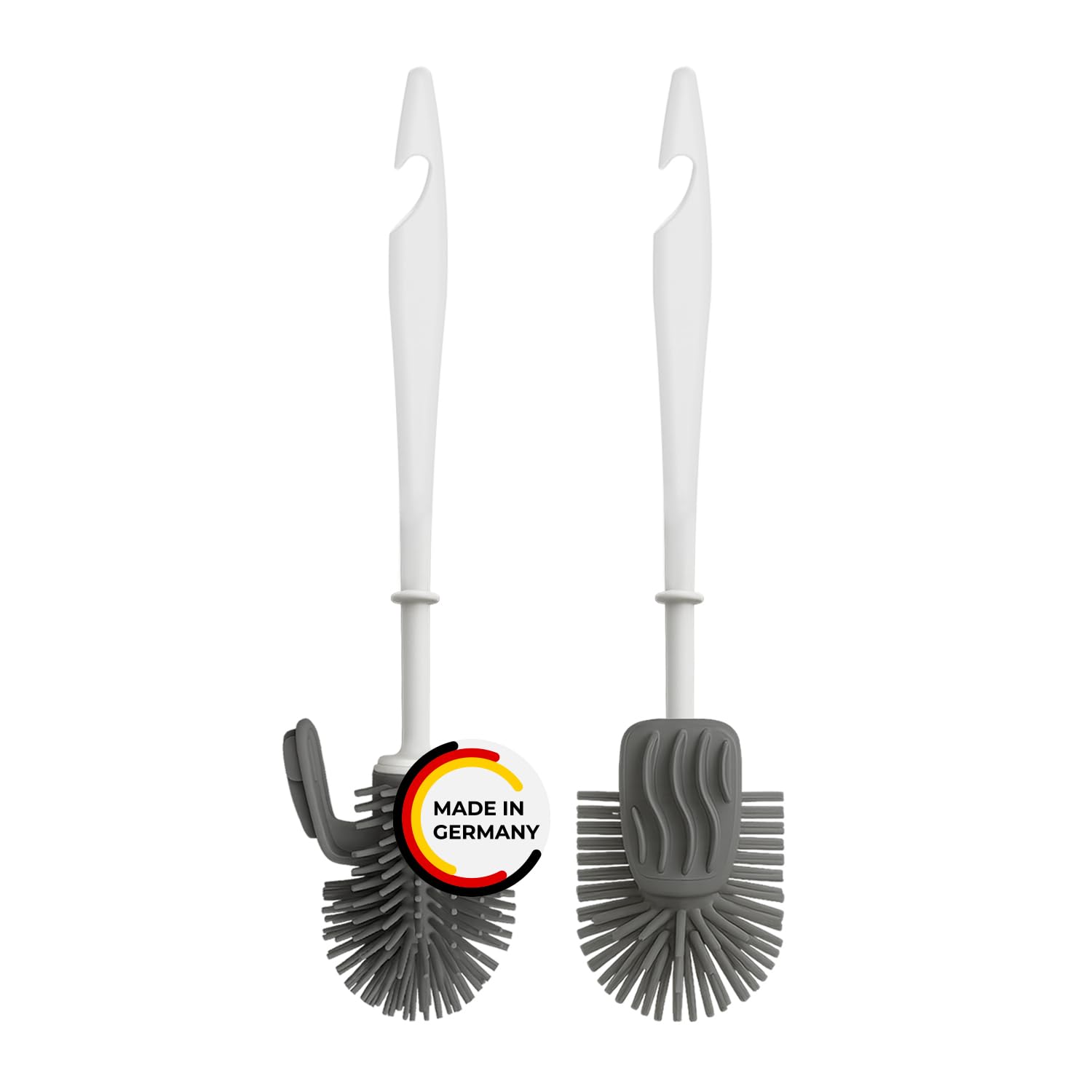 Rival 2er-Set WC-Randreiniger-Bürste mit Noppen – Toilettenbürste mit flexiblem Kopf & Anti-Haft-TPE-Borsten – Klobürste für gründliche Reinigung unter dem Rand – weiß