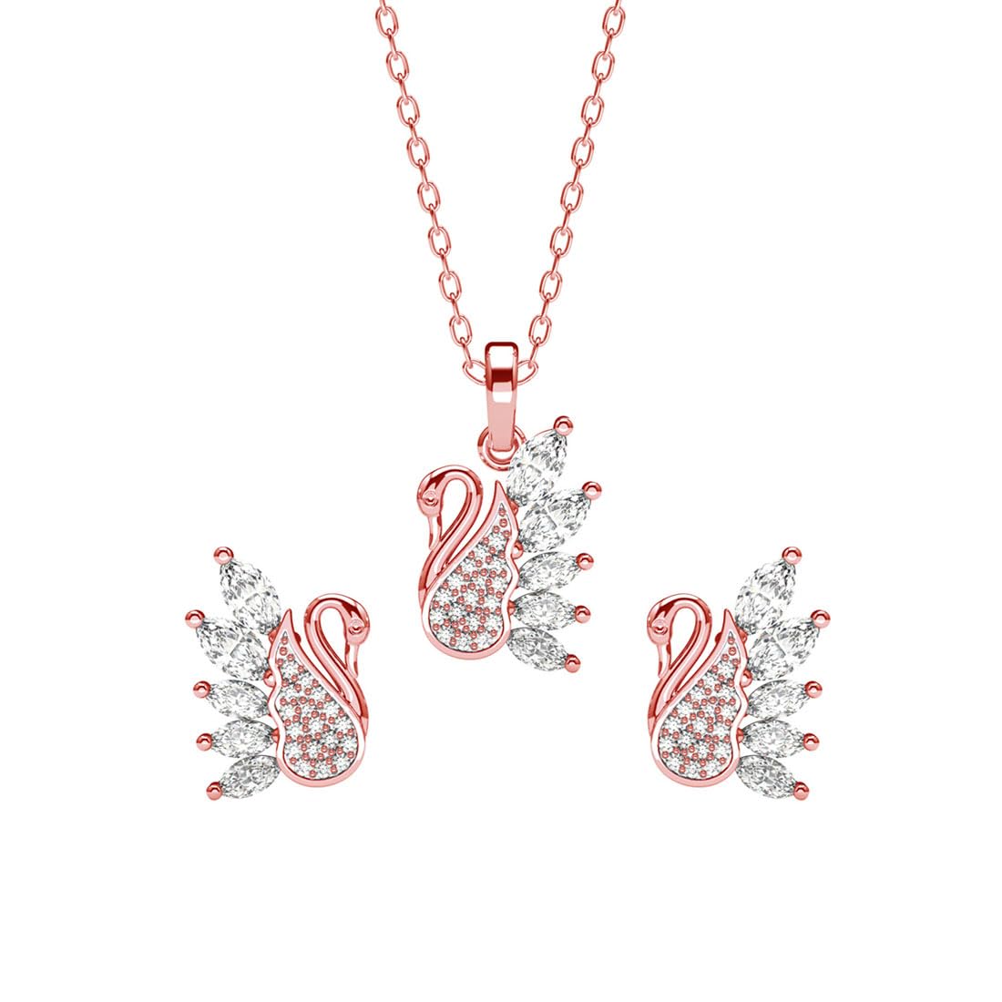 Clara 925 Sterling Silver Dancing Swan Pendant Earrings Chain Necklace Jewellery Set | Rose Gold Plated, Swiss Zirconia | Gift for Women and Girls (B0D9CYS4C4) Amazon Price History, Amazon Price Tracker