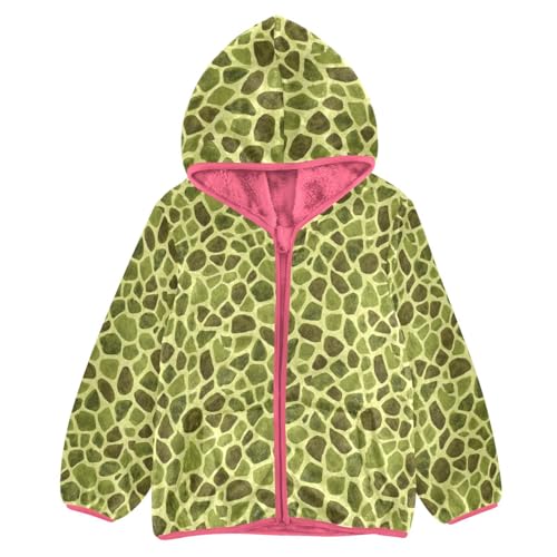 Giraffe Print Toddler Fleece Jacket Baby Girls Hooded Zipper Long Sleeve Thick Warm Outerwear 3-10 Years