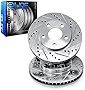 For 2012-2018 Audi A8 Quattro, S6, S7, S8, A6 Quattro R1 Concepts Front Silver Zinc Cross Drilled Slotted Brake Rotors