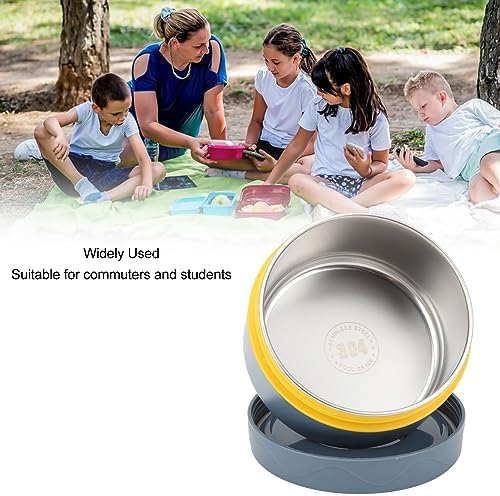 TOPINCN 440ml Food Warm Lunch Container, Stainless Steel Thermal Lunch Container Portable Thermal Cooking Pot Double Layer Box Round Shape Food Container for Office (Insulated) - Image 5