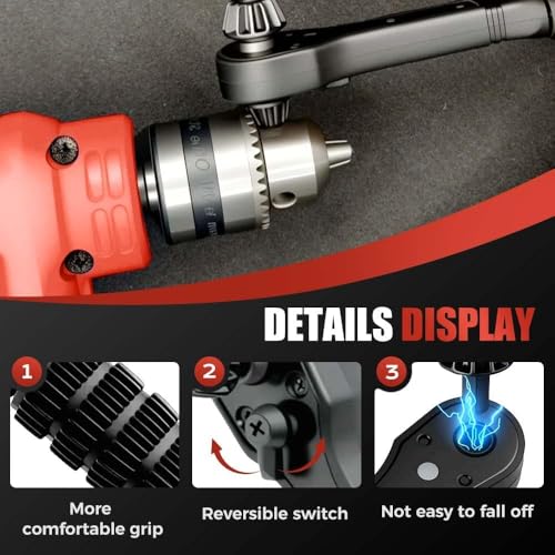 Image of 2-in-1 Ratchet Drill Chuck Key Wrench - Universal Chuck Key Replacement Tool for Drill, Compatible with Most Electric Drills and Power Tools