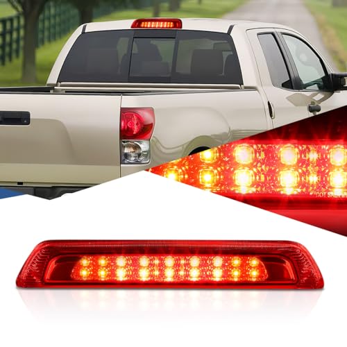 Auto Dynasty Dual Row LED Rear High Mount Red Housing 3rd Tail Brake Light Cargo Lamp Compatible with Toyota Tundra 07-18