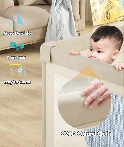 Image of Mloong Baby Playpen with Mat - 59x59 Inches Extra Large Playpen for Babies and Toddlers, Indoor & Outdoor Activity Center, Safety Baby Fence