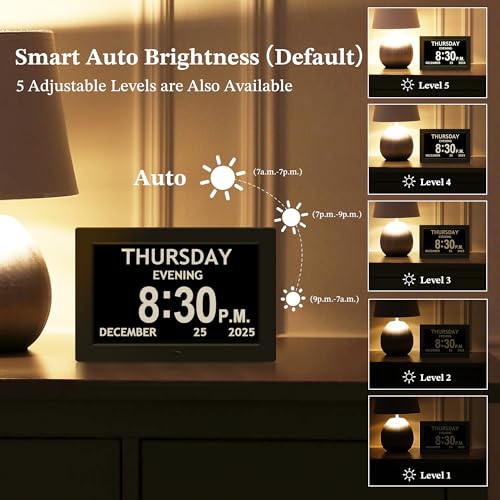 Image of 10.1'' Extra Large Digital Clock, 1280*800p HD Display, Dementia Clock For Seniors, Digital Clock With Date, Time, Day Of Week, 10 Reminders & 6 Alarms, Auto Dimming & DST, Remote Control, Black