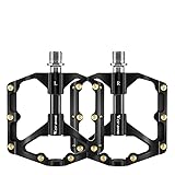 SkyjOy Pedales MTB Pedal de Bicicleta 3 rodamientos, Ultraligero, Fibra Carbono, con Eje Hueco, Antideslizante, for Ciclismo Carretera, Accesorios for(MTB Black)