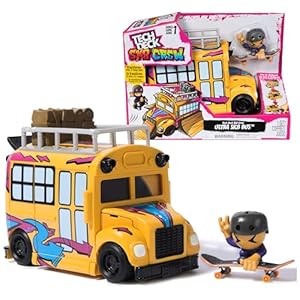 Tech Deck Sk8 Crew 2-in-1 Transforming Ultra Sk8 Bus & Storage with Fingerboard & Figure, Collectible Mini Skateboards, Kids Toys for Ages 5 and up