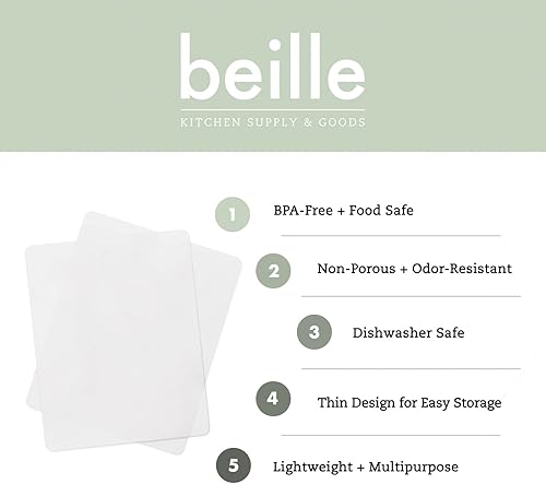 Miniatura 3 de Beille Juego de 2 tablas de cortar flexibles esmeriladas, accesorios de cocina, preparación de comidas, 12 x 15 pulgadas
