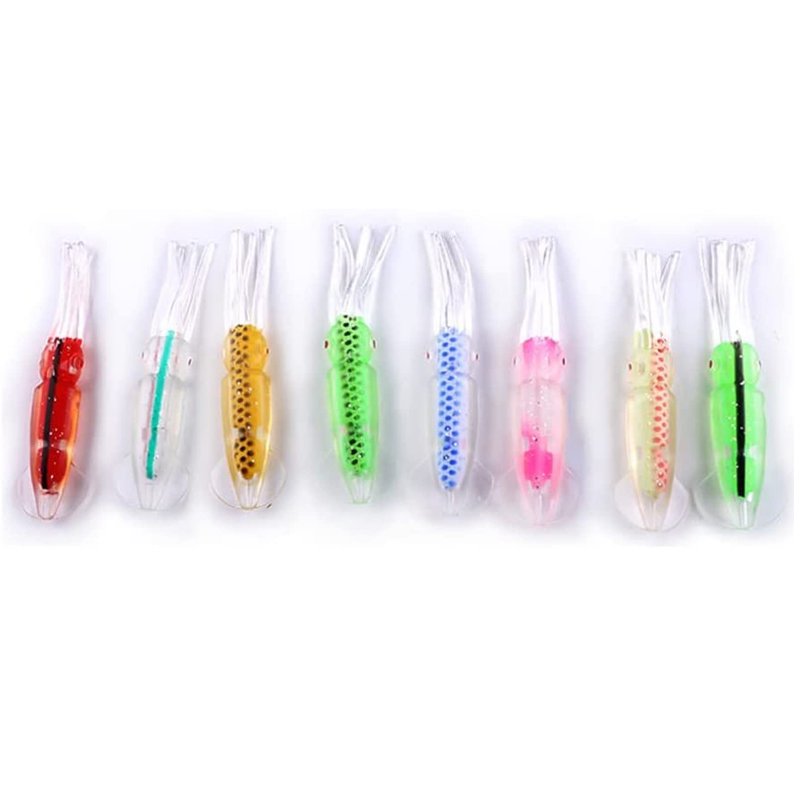 TAIGEK Fishing Lures, Saltwater Lures, 8 Pcs Squid Jig Lures, Glow in The Dark Fishing Lures