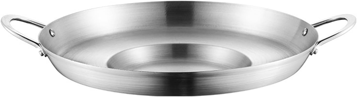 SvRite Stainless Steel Concave Frying Pan Deep Skillet Large Mexican Style Wok 38/40/45cm Outdoors Stir Fry Pan Uncoated Non-Stick Pancake Pan Egg Tortillas Skillet (40cm)