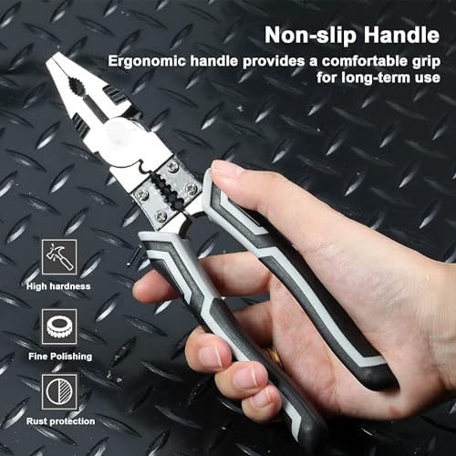 Image of SILENCIO 5 in 1 Multi-function Plier Tools For Multipurpose Lineman Plier with Gripping, Wrench, Cutter, Crimping & Wire Stripper Fuction