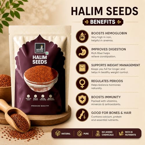 Image of Natural Craving Halim Seeds 900g | Aliv Seeds | Garden Cress Seeds for Eating | Rich in Omega-3, Iron & Fibre | Supports Hair Growth & Immunity | Raw Natural Superfood