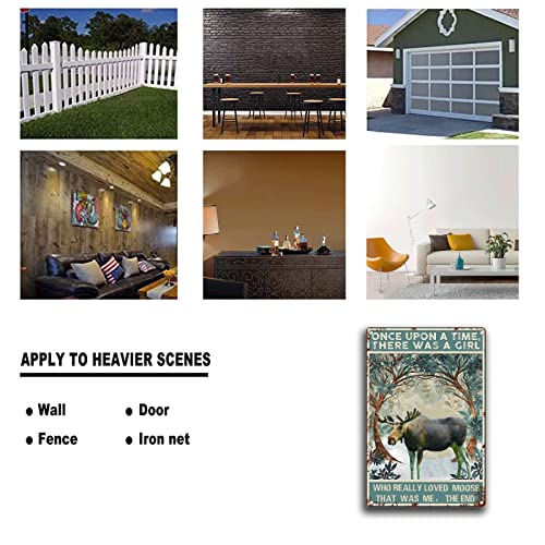 Tin Sign Moose Has A Girl Who Really Loves Moose Wall Art And Old Fashioned Metal Signs For Moose Lovers Wall Art Retro Toilet Bar Home Coffee Wall Decor Sign 8X12Inch #TOP2