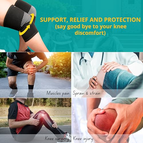 Image of Wonder Care 2-Pack Bamboo Knee Compression Sleeve for Men and Women, Compression Knee Sleeve for Running, Volleyball, Gym Weightlifting Made from Bamboo Yarn, Perfect Knee Brace for Knee Pain and Enhanced Comfort - 1 Pair