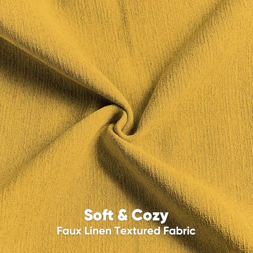 FUTEI Mustard Yellow Chenille Decorative Throw Pillow Covers 16x16 Inch Set of 2,Soft Cozy Faux Linen Textured Cushion Case,Farmhouse Home Decor for Couch Living Room