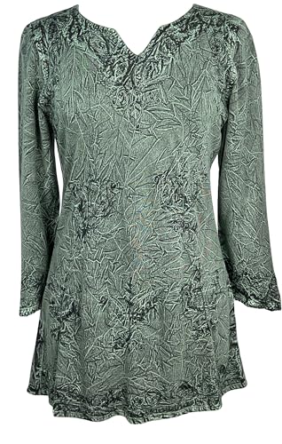 Agan Traders 2025 Summer Long Sleeve Diamond Neck Fall Embroidered Tops - Medieval Boho Vintage Tunic Kurta Blouses for Women