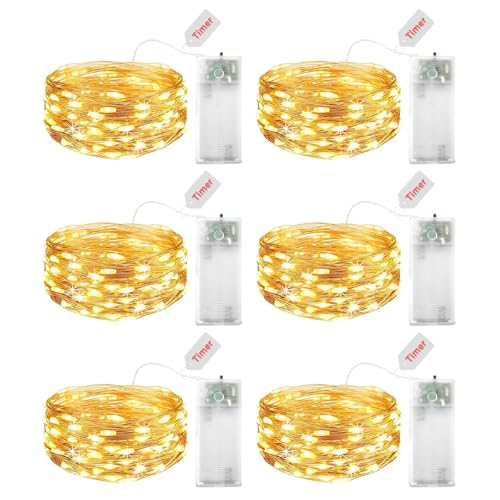 ENLACE 6 Stück LED Lichterkette Batterie mit Timer, 2M 20 LED...