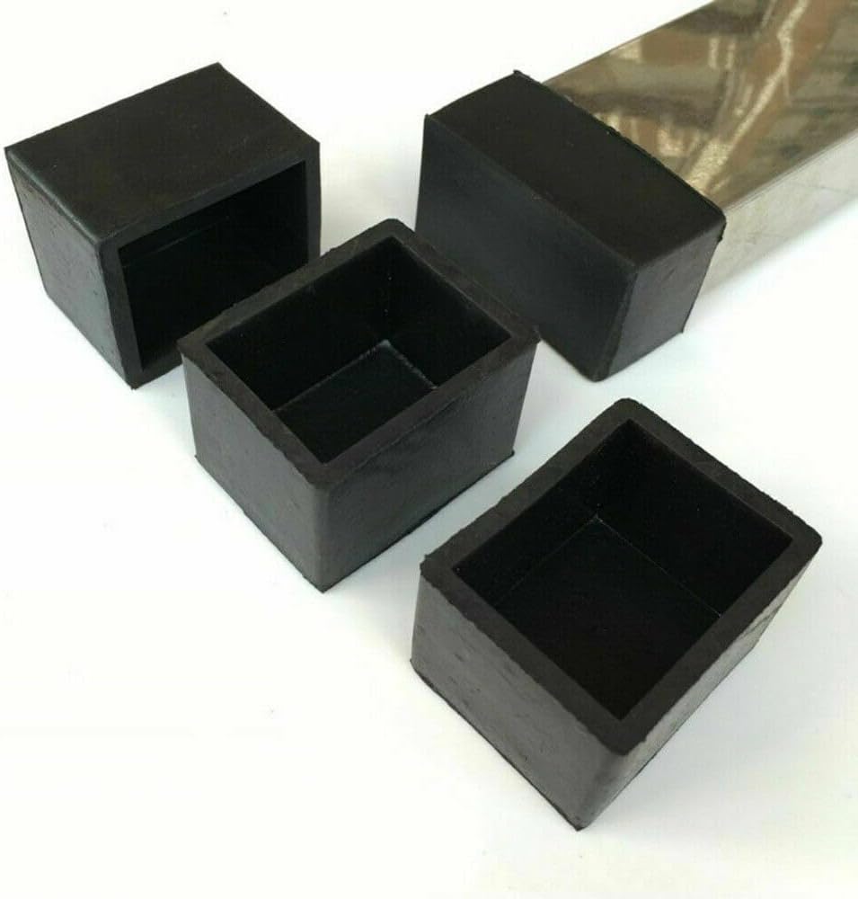 50pcs/Set Rubber Furniture Leg Caps Black Square Chair Leg Cap Non-Slip Table Foot Cover Socks Floor Protector Pads Furniture Leveling Feet Parts (Black,30 * 40mm)