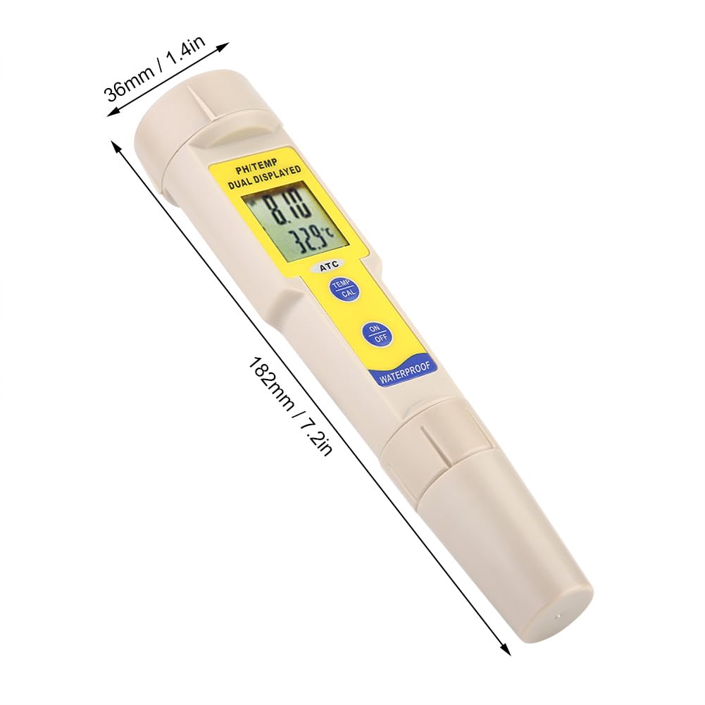 pH-metr cyfrowy, precyzyjny tester pH do gleby, wody, akwarium, z automatyczną kompensacją temperatury, zakres pH od 0,00 do 14,00, akumulator