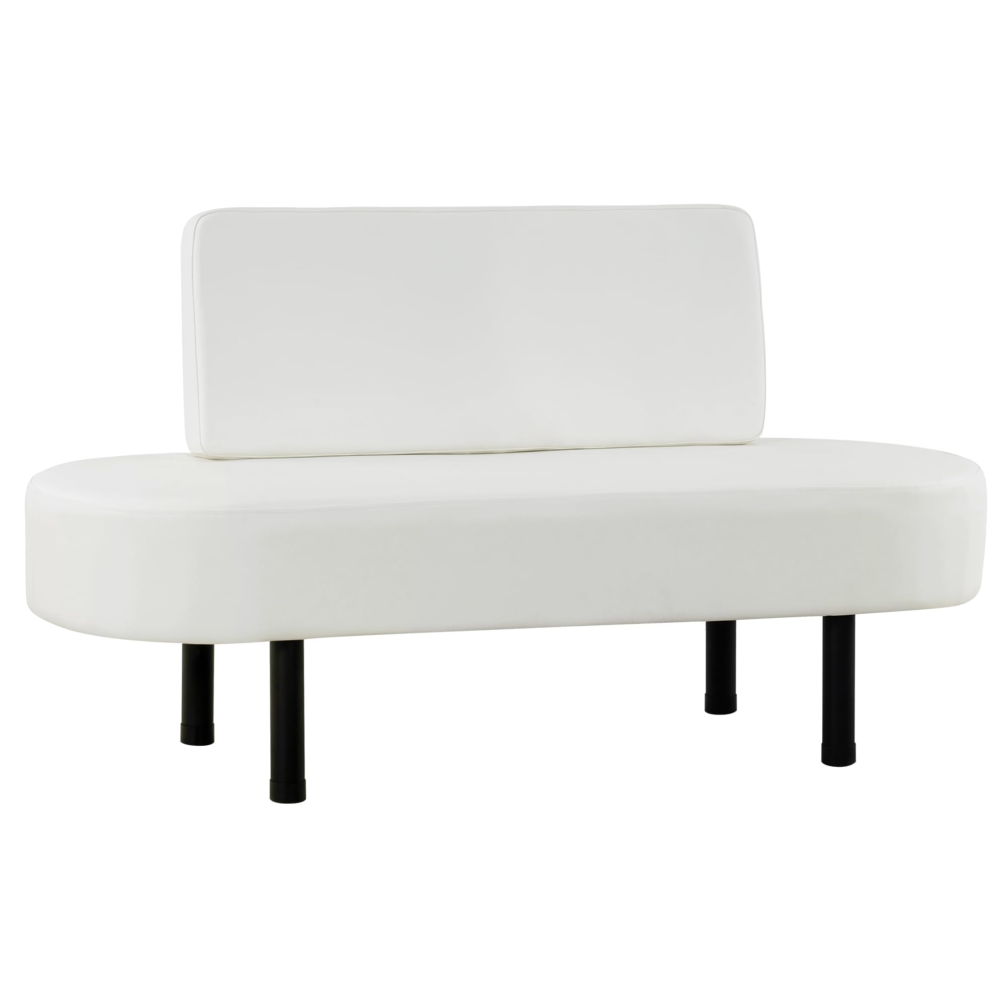 BarberPub Waiting Room Chairs Reception Settee Bench, Leather Upholstered Dining Bench with Backrest, Office Salon Furniture W702 (Cream White)