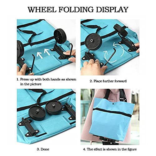 YBYWL Einkaufstrolley klappbar,foldabletrolley multifunktional 2in1Handwagen als Tragetasche nutzba mit 2 Wheels… – Bild 8