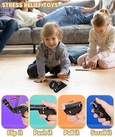 Image of Fidget Slider 3D Printed Fidget Toy Gadget Novelty Toy Toys Stress Relief Relax Finger Toy Ring Fingertip Textured Spinner Flip 3+, Toys Gift for Adult Kids