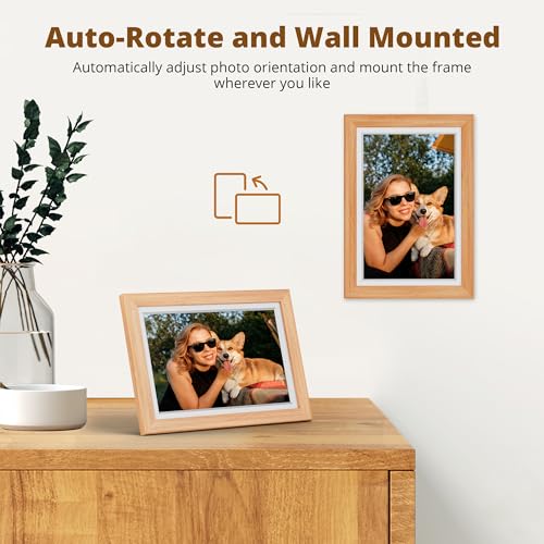 Image of Dragon Touch Digital Picture Frame WiFi 10 inch IPS Touch Screen Digital Photo Frame Display, 32GB Storage, Auto-Rotate, Share Photos via App, Email, Cloud, Classic 10 Brown