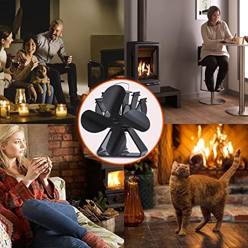 Wood Stove Fan Log Burner Fan Woodburner Fireplace Fan Fire Fan for Wood Burning Stove Top Heat Powered Eco Friendly