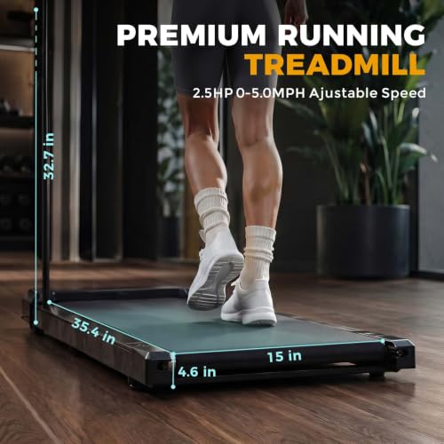 Image of Walking Treadmil with Incline - 2.5HP Portable Treadmill for Home Office, Compact Running Walking Machine with Remote Control, LED Display, Quiet Walking Machine, 265LB Capacity