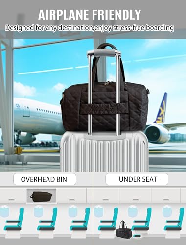 Travel Duffle Bag for Women Weekender Bag Luggage with Toiletry bag Shoe Pocket for Hospital,Gym and Airplane Travel,Black4